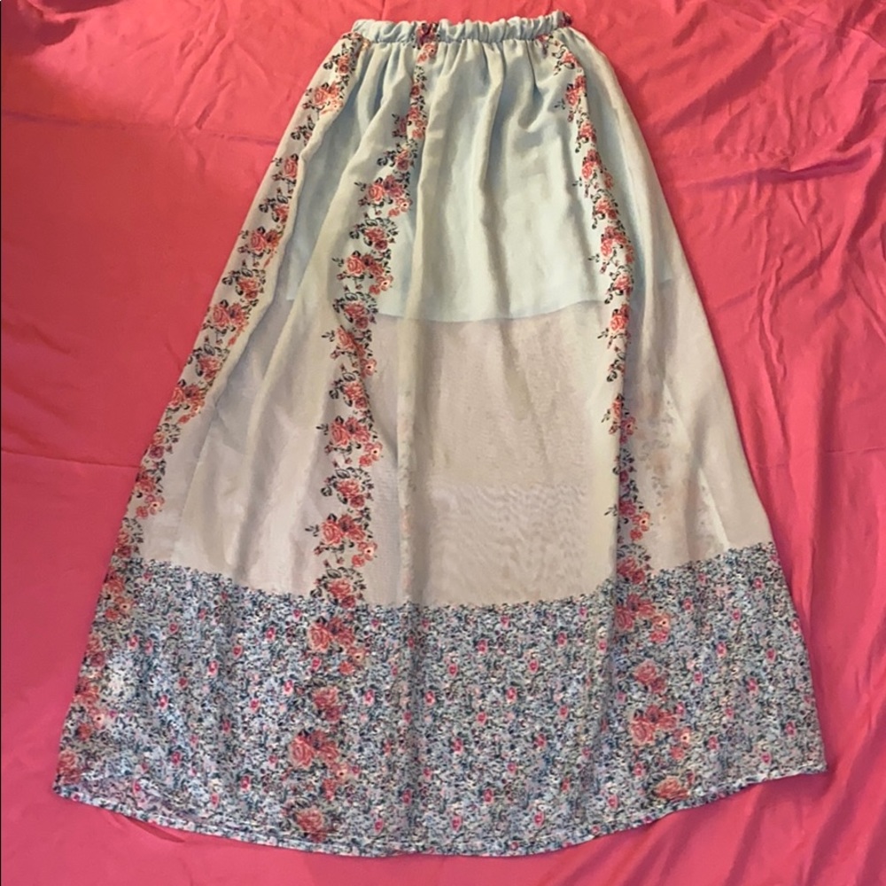 Light blue, floral skirt